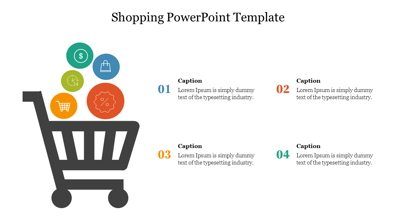Free - Creative Shopping PowerPoint Template with Four Nodes